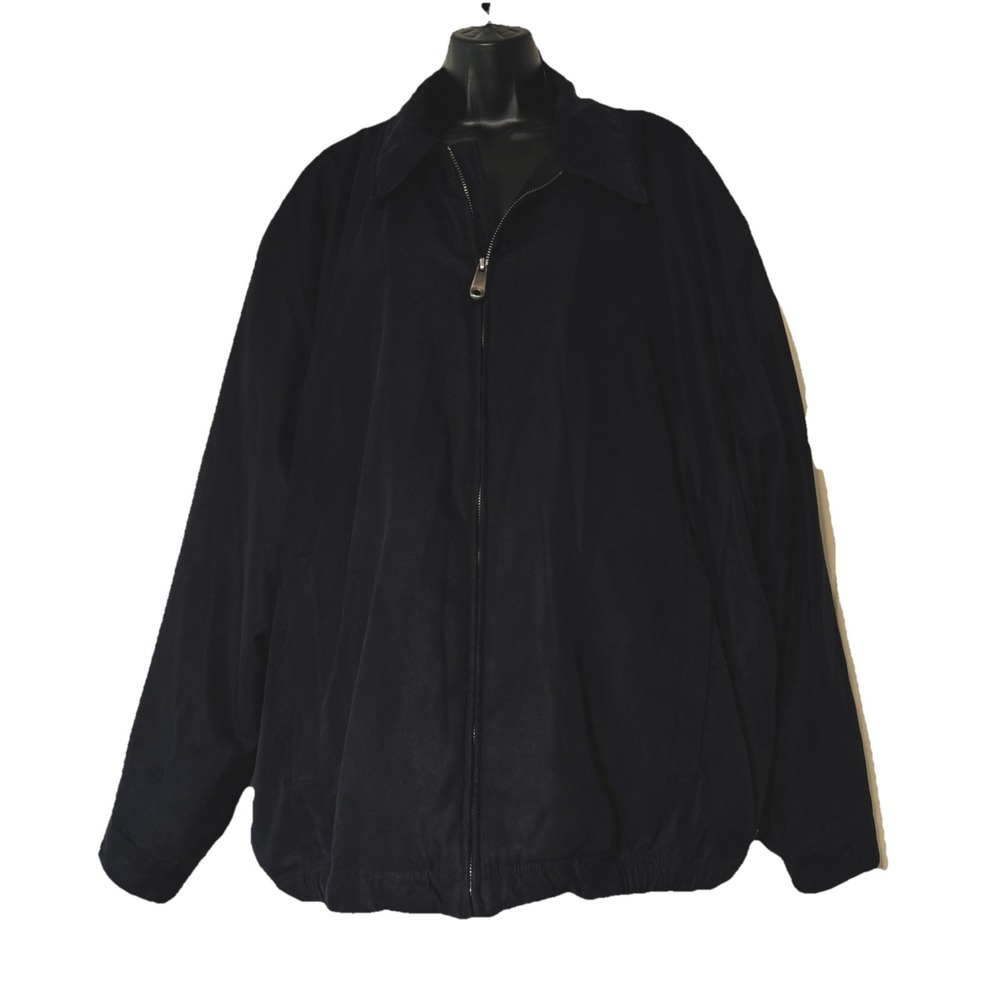 Covington Mens Black Microfiber Full Zip Bomber Jacket XXL Herringbone Lining